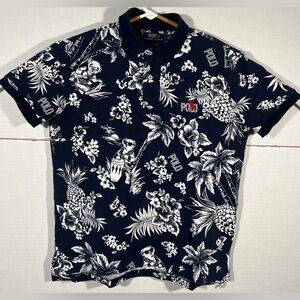 Polo Ralph Lauren Polo Bear Hawaiian Tropical Shirt Floral Slim Fit Blue Men's M
